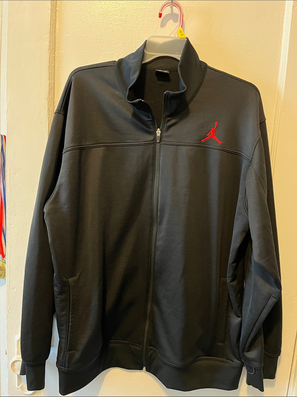 Jordan Black Track Jacket with Red Jumpman Logo